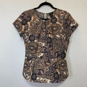 ANN TAYLOR PAISLEY PRINT PEPLUM TOP